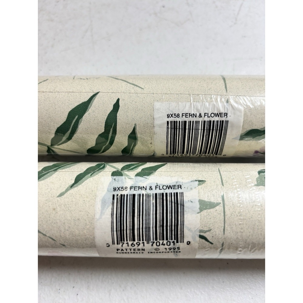 Vtg Rubbermaid Fern & Flower Contact Paper 1994 2 Rolls Each 8yds X 18" NEW NOS